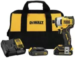 Atornillador de impacto 1/4" sin carbones 20V Dewalt DCF809C2 (incluye cargador y 2 baterias 1.3Ah)