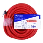 Extension electrica reforzada aterrizada 15 metros 3x15 AWG rojo Volteck ERA-15X12 / 46555 