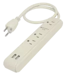 Regleta 3 tomas con 2 puertos USB con supresor 300J 15A 125V blanca Volteck MUL-340U / 46089 