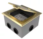 Caja de piso cuadrada metalica con tomacorriente y conectores RJ11 y RJ45 bronce T&J Eagle 8034-AR