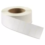 Etiqueta adhesiva plastificada blanca 4 x 2" (10.16 x 5.08 cm) diametro del centro 1" (rollo de 1000)