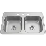 Fregadero de empotrar 2 tanques satinado 83 x 48 x 15 cm Prime T3319A+S05+S05