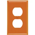Placa doble plastica para tomacorriente naranja Eagle 2132-RN