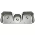 Fregadero de submontar 3 tanques (2 laterales + 1 auxiliar central) satinado 120 x 52 cm Prime TR4721+S05+S05+S05