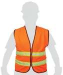 Chaleco de seguridad reflectivo naranja con cinta doble horizontal y cierre Truper CHS-600N / 13473 