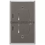 Caja de piso plateada con tomacorriente doble 20A 110V Eagle 5798FBA-P