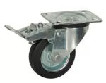 Rueda giratoria de goma con platina y freno negra 160 mm 160 kg 75732