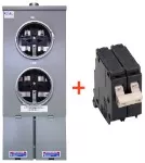 Base para 2 medidores con 2 breakers 2 polos 100A Cutler Hammer CHM2100MR3+CH2100x2