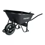 Carretillo de plastico 120L negro con llanta neumatica Truper CAT-60PL / 11777 