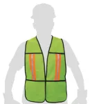 Chaleco de seguridad reflectivo verde con cinta doble verticales Pretul CHS-200V / 21026 