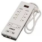 Regleta 8 tomas con protector de voltaje y puertos USB cable de 0.6 metros blanco Eagle 1138