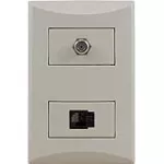 Conector para telefono RJ11 y TV coaxial marfil Plata Eagle 1007-AV