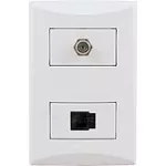Conector para telefono RJ11 y TV coaxial blanco Plata Eagle 1007-AW