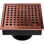 Drenaje cuadrado 10 cm (4") de acero inoxidable salida de 50 mm (2") bronce Lagos Mira QM 88.100.04 BZ