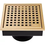 Drenaje cuadrado 10 cm (4") de acero inoxidable salida de 50 mm (2") gold Lagos Mira QM 88.100.04 GD