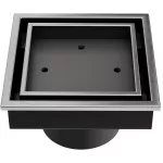 Drenaje cuadrado 10 cm (4") de acero inoxidable salida de 50 mm (2") pulido Lagos Veil QM L88.300.04 PS