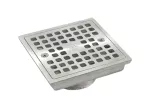 Drenaje cuadrado 10 cm de aluminio salida de 50 mm (2") pulido Simetrio Carmiol CI 115-50-E-A-P