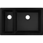 Fregadero de submontar de SilicaTec 2 tanques negro (710 x 450 x 190 mm) Hansgrohe 43433170+43928000