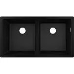 Fregadero de submontar de SilicaTec 2 tanques negro (820 x 450 x 190 mm) Hansgrohe 43434170+43928000