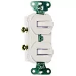 Interruptor doble 15A 220V tipo palanca blanco Pass&Seymour Legrand 690WG-GF