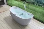 Bañera free standing con rebalse 180 cm x 77.5 cm x 70 cm blanca FB-502 Prime