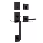 Cerradura principal con manija Halifax Smart key negra San Clemente Kwikset 98180-020