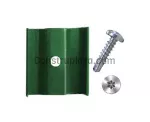 Clip metalico verde con tornillo para tubo cuadrado de malla para cerca (15 por paquete)
