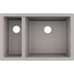 Fregadero de submontar de SilicaTec 2 tanques gris claro (710 x 450 x 190 mm) Hansgrohe 43433380+43928000