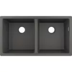 Fregadero de submontar de SilicaTec 2 tanques gris oscuro (820 x 450 x 190 mm) Hansgrohe 43434290+43928000