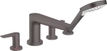 Griferia para bañera de 8" con regadera telefono cromo negro cepillado Talis E Hansgrohe 71748340+13244180
