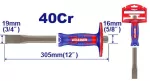 Cincel de corte frio 3/4" x 12" con grip de 5/8" Emtop ECCL191602