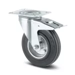 Rueda giratoria de hule negra con freno 80 mm 80 kg Tente T03101 / 3377 DVR 080 P62