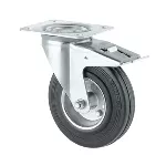 Rueda giratoria de hule negra con freno 125 mm 100 kg Tente T03076 / 3377 DVR 125 P62