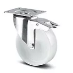 Rueda giratoria plastica PP blanca con freno 125 mm 250 kg Tente T03646 / 3377 POR 125 P62