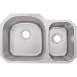 Fregadero de submontar 2 tanques (izquierda grande y derecha pequeña) borde curvo satinado 89 x 53 x 23 cm Prime UO945L+S05+S05