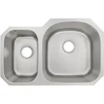 Fregadero de submontar 2 tanques (izquierda pequeña y derecha grande) borde curvo satinado 89 x 53 x 23 cm Prime UO945R+S05+S