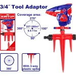 Aspersor para riego de 8.5 a 11 metros 360 grados plastico con estaca (38 x 17.4 x 6.4 cm) Emtop ESNE13602