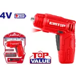 Atornillador 1/4" inalambrico 4V con 11 accesorios Emtop ECSR0402
