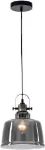 Lampara colgante E27 negro mate con vidrio gris humo (23 x 120 cm) Prime CP190518