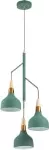 Lampara de techo 3 luces E27 40W verde con detalles en madera (37 x 100 cm) Prime CP190532
