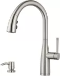 Griferia para fregadero monomando extraible con dispensador acero inoxidable Raya Pfister F-529-7RYS