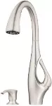Griferia para fregadero monomando extraible con dispensador acero inoxidable Indira Pfister F-529-7NDGS