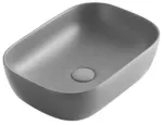Lavatorio de sobreponer rectangular 455 x 325 mm sin rebosadero gris mate Prime 7118