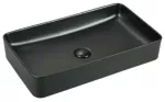 Lavatorio de sobreponer rectangular 600 x 340 mm sin rebosadero negro mate Prime 7079