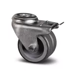 Rueda giratoria plastica PP negra doble para pin con freno 75 mm 60 kg Tente T07467 / 1977 PJO 075 P30-11