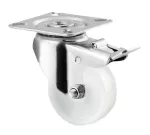 Rueda giratoria plastica PP blanca con freno 100 mm 50 kg Tente T10213 / 1477 POI 100 P50 77X67