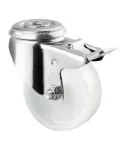 Rueda giratoria plastica PP blanca para pin con freno 50 mm 40 kg Tente T10217 / 1477 POI 050 P30-11