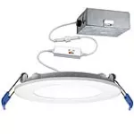 Lampara empotrada redonda LED 12W 120V 850LM 2700K-5000K 6" blanca EarthTronics LSLIM6CCTWH2T / 11697 (sust. 11105)