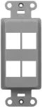 Soporte de 4 puertos keystone gris Decorator Legrand WP3414GY