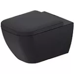 Inodoro suspendido descarga 3 litros 800 gramos negro mate Happy D.2 Duravit 2222098900+0064591300